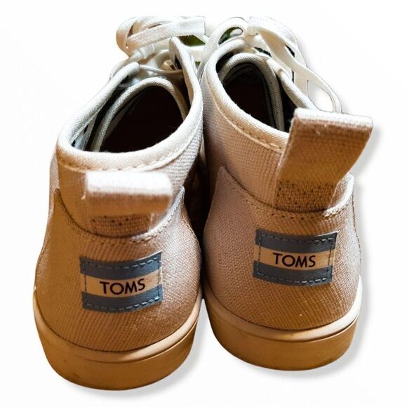 Tom's Bota Beige Canvas Lace Up Shoes sz W 11 - Picture 3 of 6
